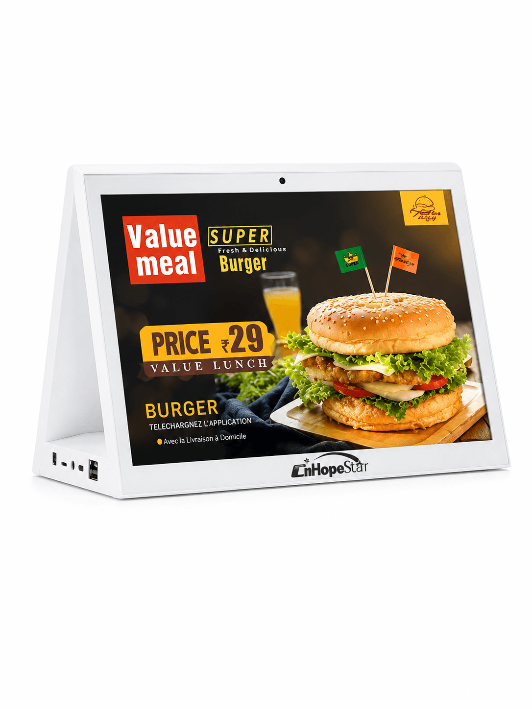 Tablet POS Android de 10.1 pulgadas con pantalla dual, NFC y Ethernet para restaurante