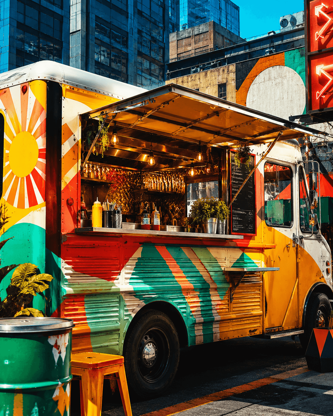 Food truck sirviendo comida en la calle