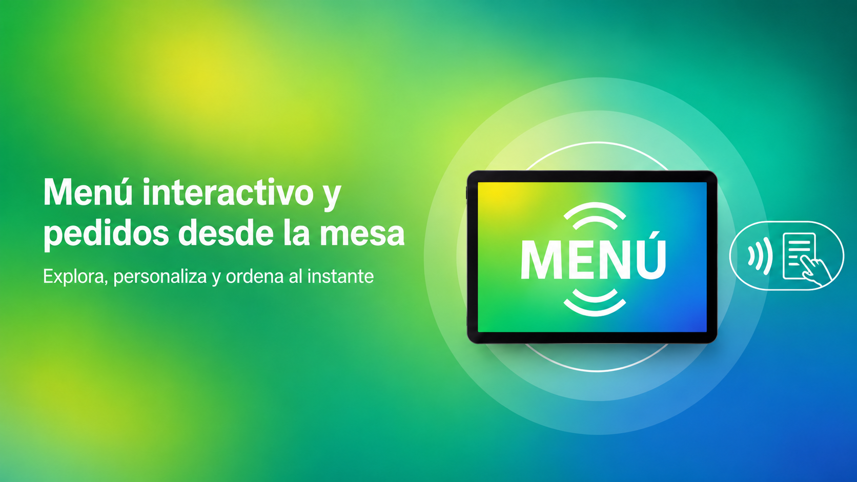 Menú interactivo en tablet de mesa con fotos, categorías y carrito